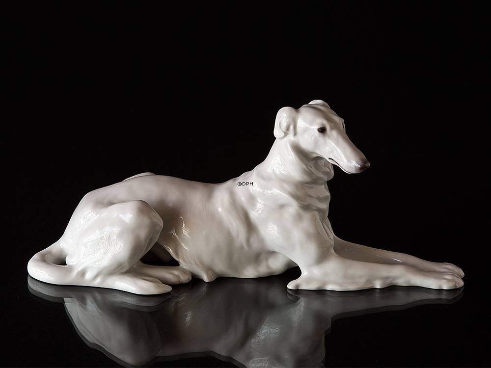 Barsoi liegend, Bing & Gröndahl Hund Figur Nr. 1811