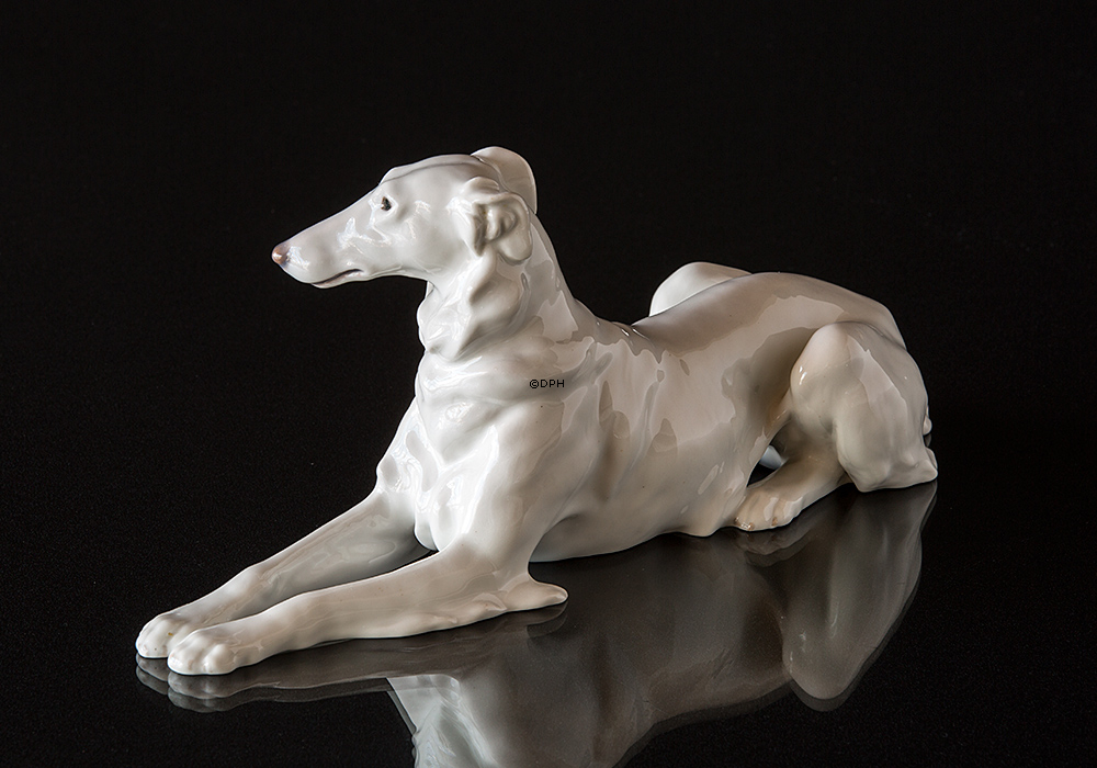 Barsoi liegend, Bing & Gröndahl Hund Figur Nr. 1811