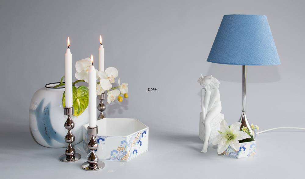 Schale 20cm, Weiß mit blauen Blumen, Bing & Gröndahl Nr. 1817-5474