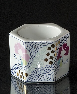 Teelichthalter Weiß mit Blumen, Bing & Gröndahl Nr. 1827-5464