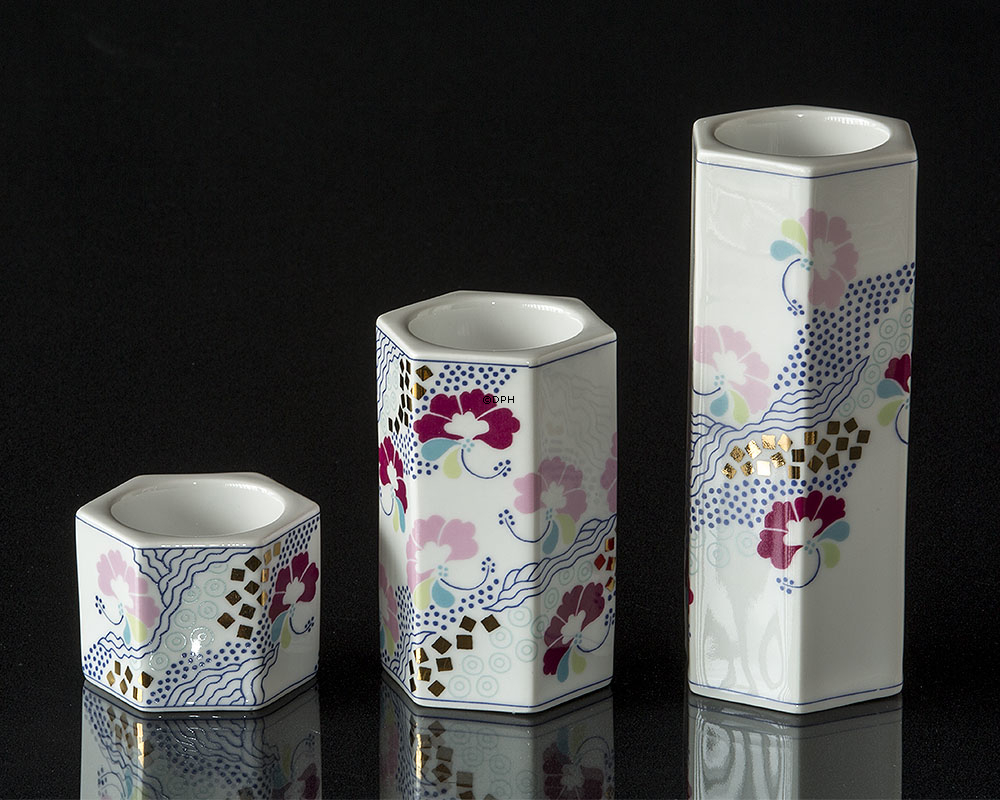 Teelichthalter Weiß mit Blumen, Bing & Gröndahl Nr. 1827-5464