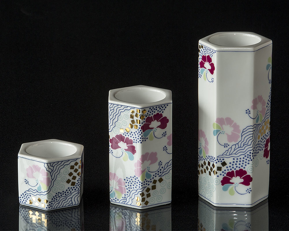 Teelichthalter Weiß mit Blumen, Bing & Gröndahl Nr. 1827-5464