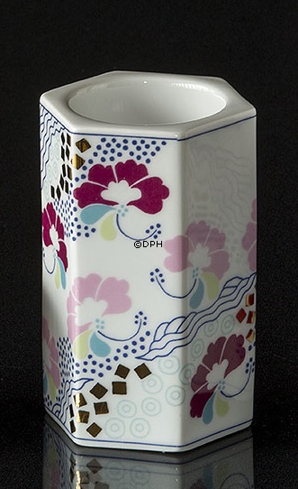 Teelichthalter, Weiß mit Blumen, Bing & Gröndahl Nr. 1827-5465