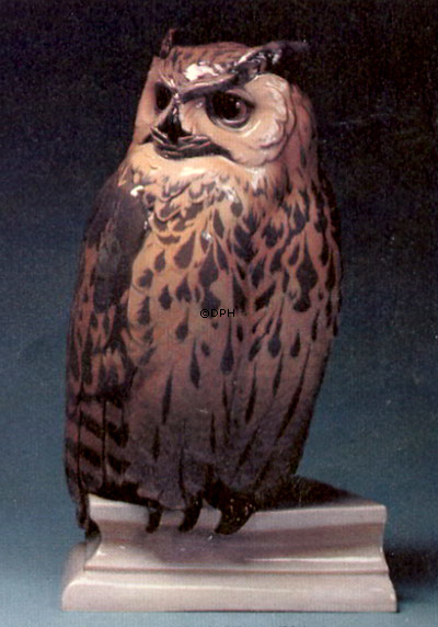 Eule auf Sockel, Bing & Gröndahl Vogelfigur Nr. 1846