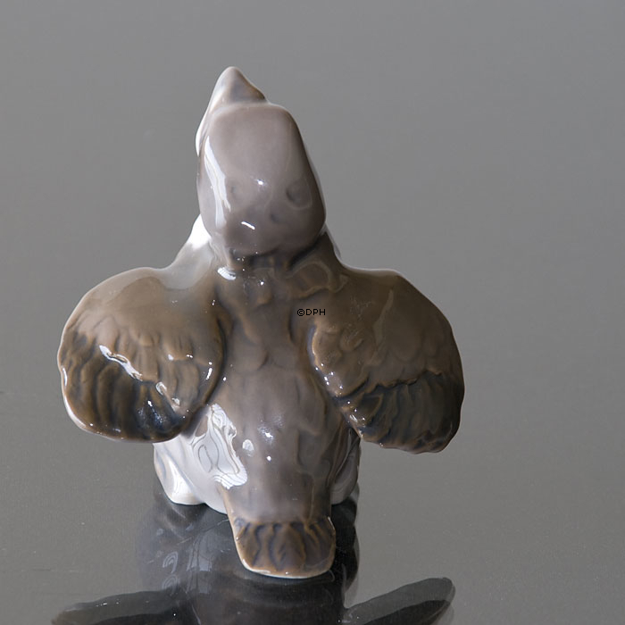 Junger Sperling, der für Nahrung kreischt, Bing & Gröndahl Vogelfigur Nr. 1852