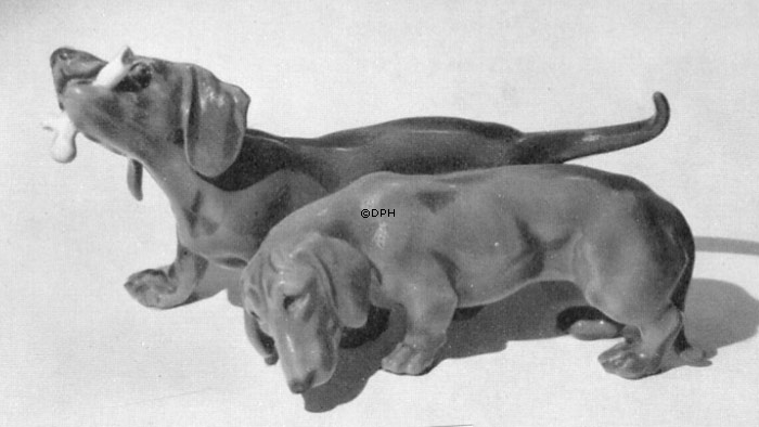 Paar Dackel, Bing & Gröndahl Hundefigur Nr. 1861