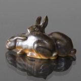 Gruppe von Kaninchen, Bing & Gröndahl Steingut Figur Nr. 1875