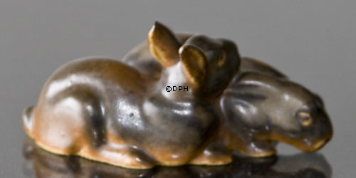 Gruppe von Kaninchen, Bing & Gröndahl Steingut Figur Nr. 1875