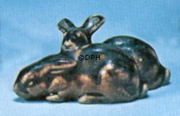 Gruppe von Kaninchen, Bing & Gröndahl Steingut Figur Nr. 1875