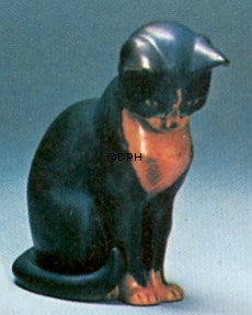 Katze sitzend, Bing & Gröndahl Steingut Figur Nr. 1876