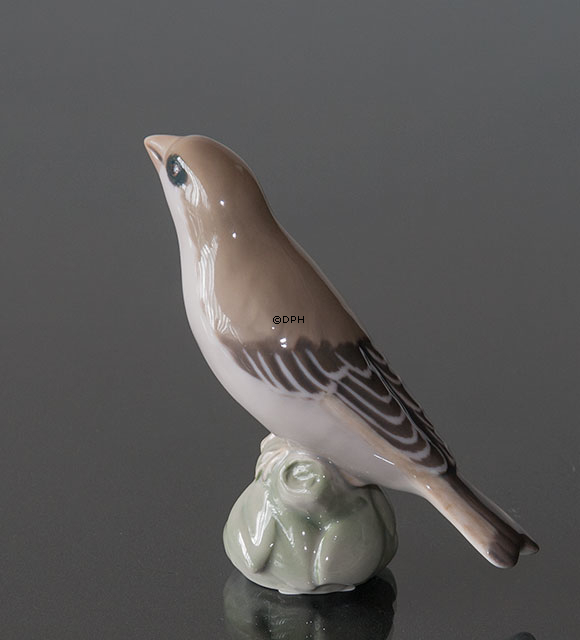 Hänfling ist aufmerksam, Bing & Gröndahl Vogelfigur Nr. 1887