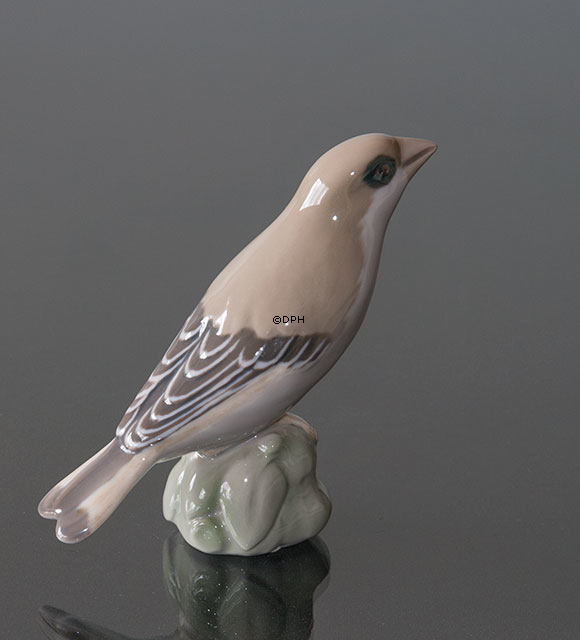 Hänfling ist aufmerksam, Bing & Gröndahl Vogelfigur Nr. 1887