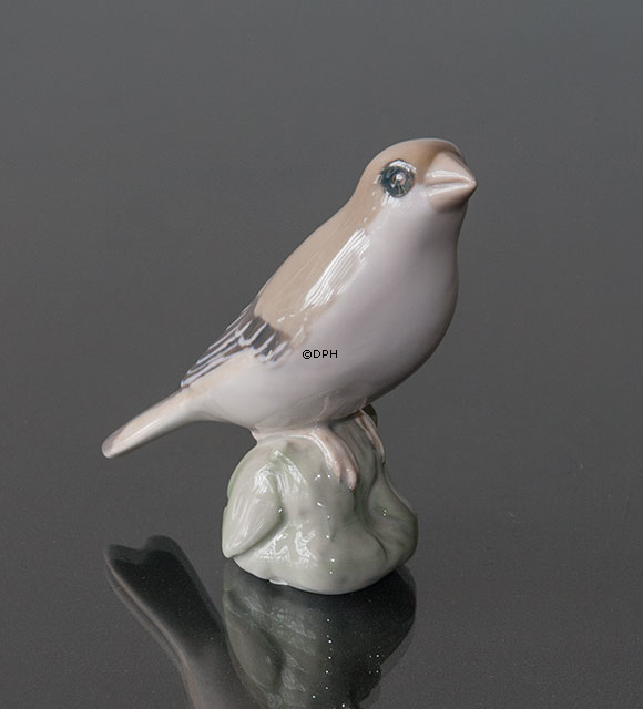Hänfling ist aufmerksam, Bing & Gröndahl Vogelfigur Nr. 1887