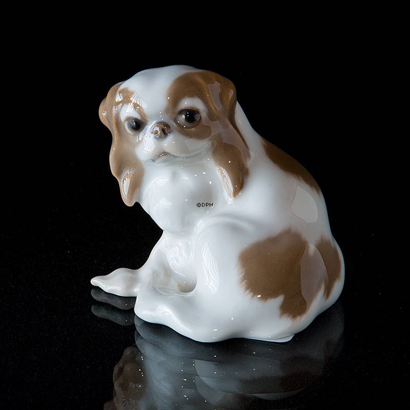 Pekingese sitzend, Bing & Gröndahl Hund Figur Nr. 1986