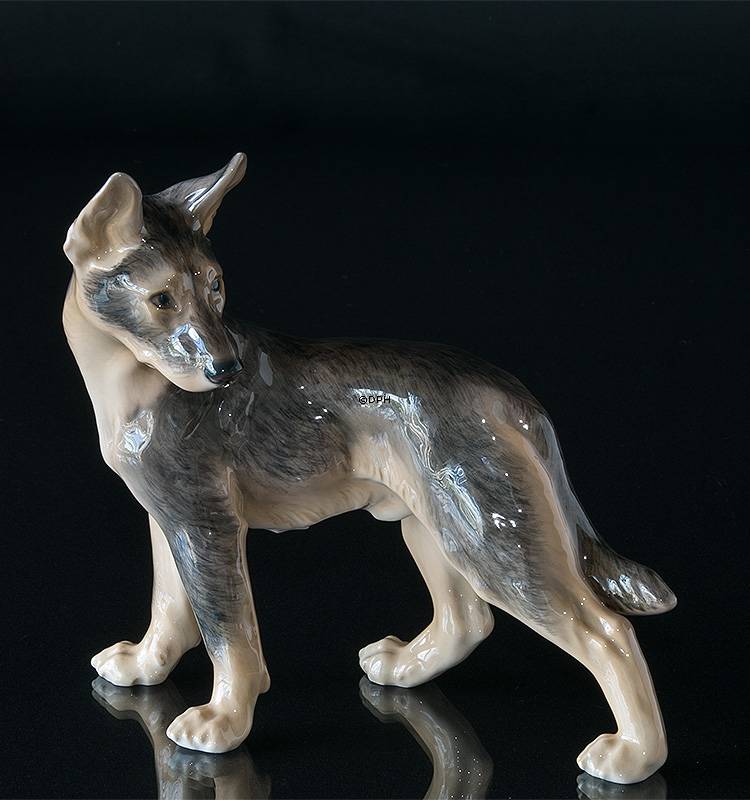 Deutscher Schäferhund stehend, Bing & Gröndahl Hund Figur Nr. 2018