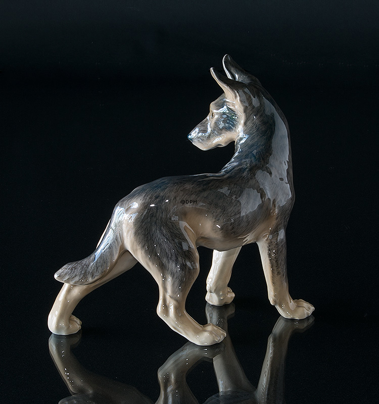 Deutscher Schäferhund stehend, Bing & Gröndahl Hund Figur Nr. 2018