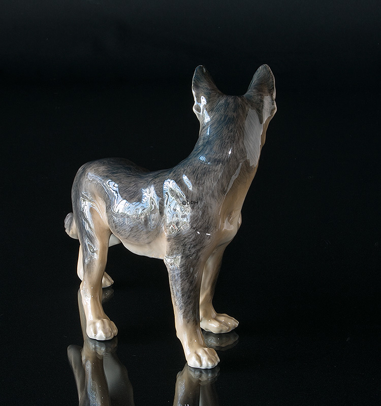 Deutscher Schäferhund stehend, Bing & Gröndahl Hund Figur Nr. 2018
