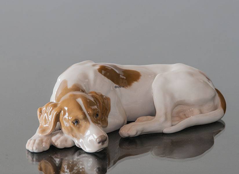 Pointer liegend, Bing & Gröndahl Hund Figur Nr. 2044