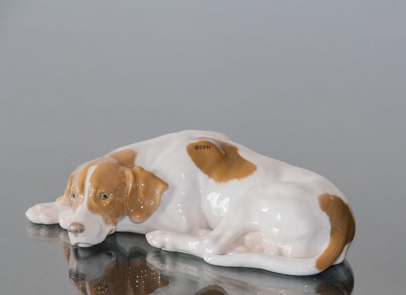 Pointer liegend, Bing & Gröndahl Hund Figur Nr. 2044