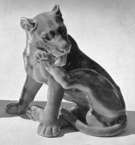 Löwin pflegt sich, Bing & Gröndahl Figur Nr. 2051