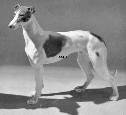 Stehender Greyhound, 20cm, Bing & Gröndahl Hundefigur Nr. 2076