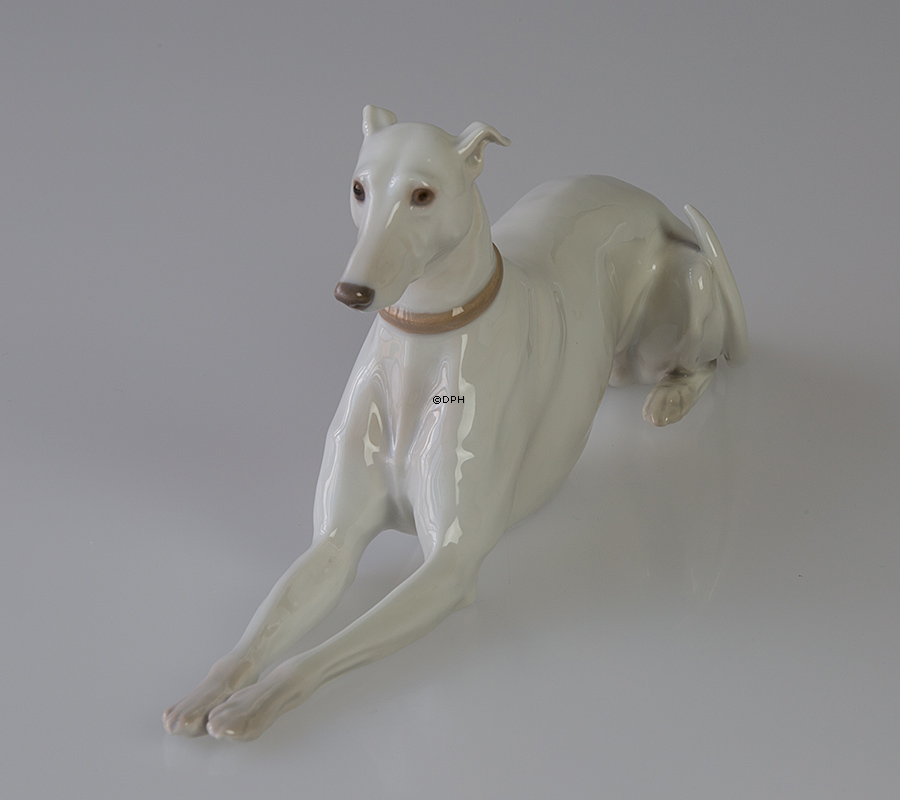 Greyhound liegend, Bing & Gröndahl Hund Figur nr. 2079