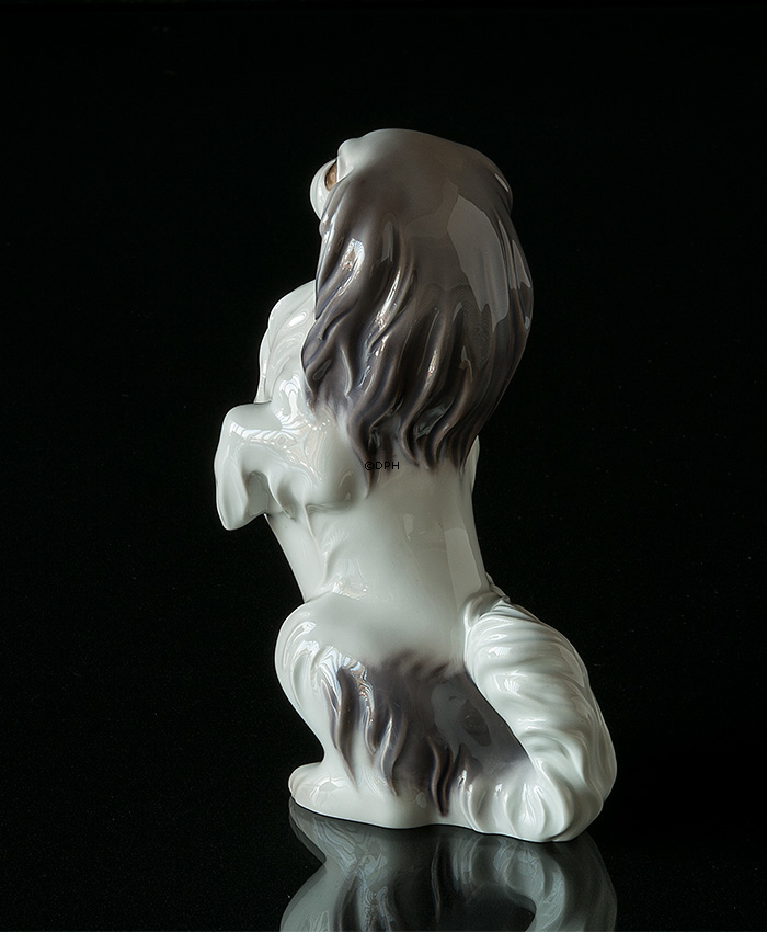 Pekingese Hund stehend, Bing & Grondahl Hund Figur Nr. 2101