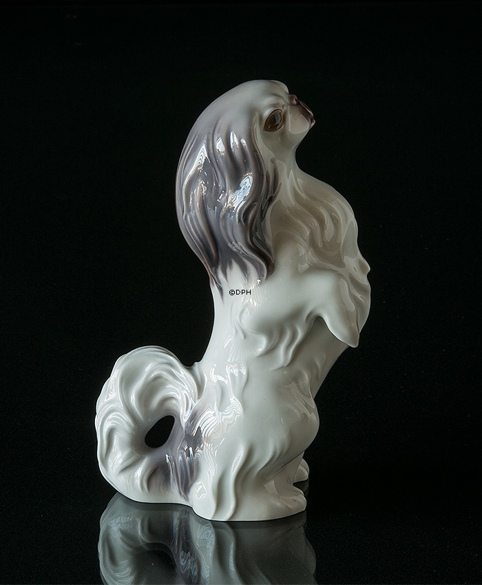 Pekingese Hund stehend, Bing & Grondahl Hund Figur Nr. 2101