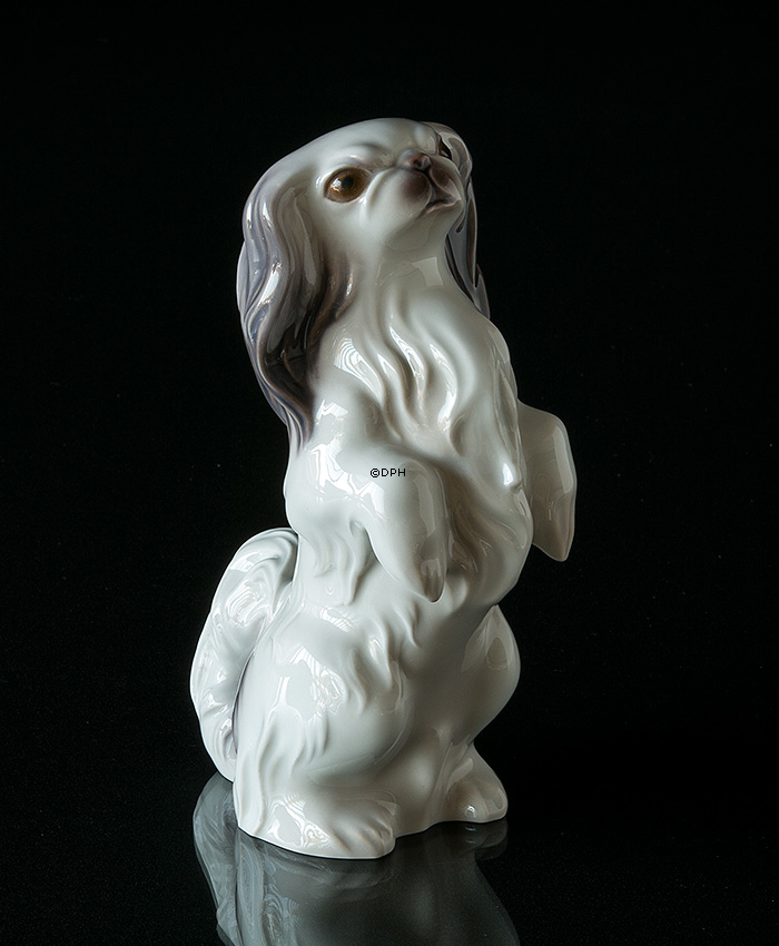 Pekingese Hund stehend, Bing & Grondahl Hund Figur Nr. 2101