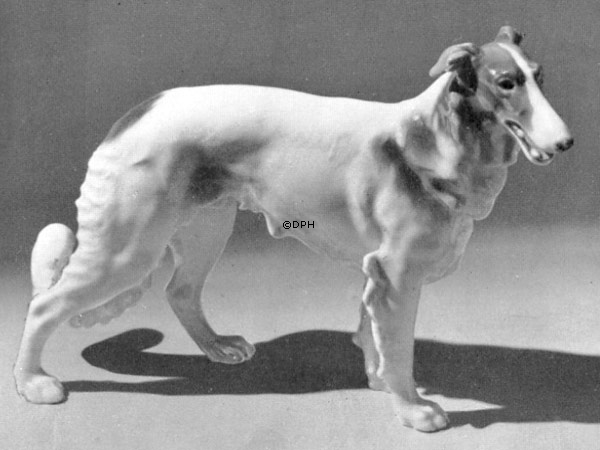 Barsoi, stehend, Bing & Gröndahl Hundefigur Nr. 2115