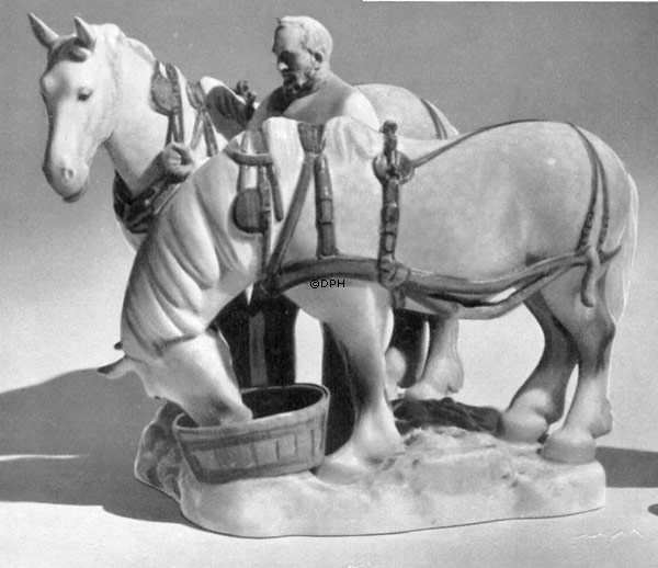 Bauer mit 2 Pferden, Bing & Gröndahl Figur Nr. 2119