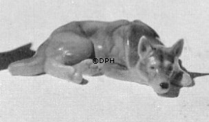 Klein Deutscher Schäferhund liegend, Bing & Gröndahl Hund Figur Nr. 2198