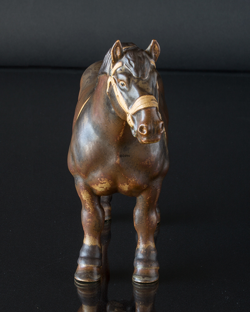 Belgischer Hengst, Bing & Gröndahl Steingut Pferd Figur Nr. 2234