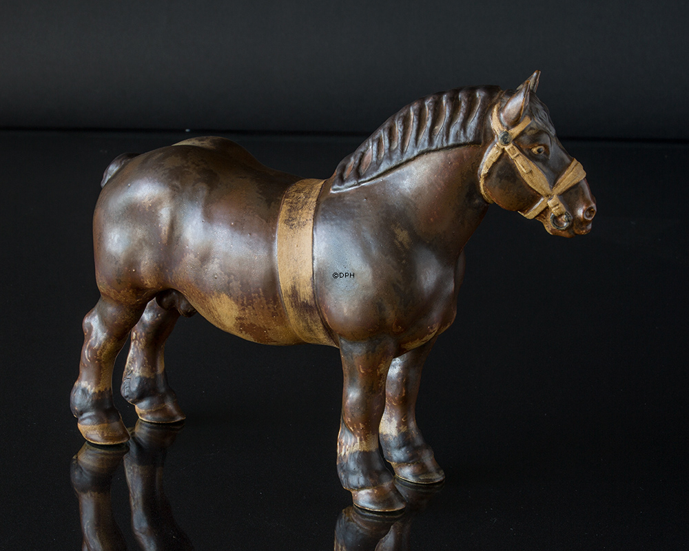 Belgischer Hengst, Bing & Gröndahl Steingut Pferd Figur Nr. 2234