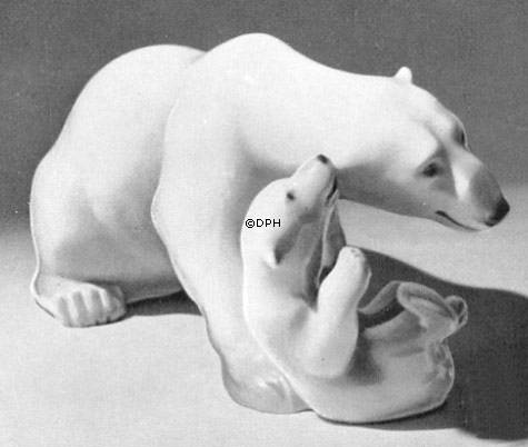 Eisbär mit Junge, Bing & Gröndahl Figur Nr. 2239
