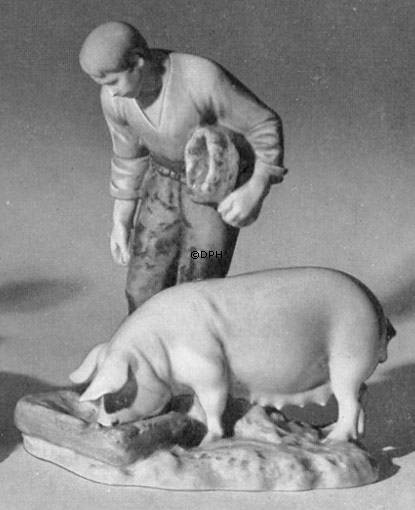 Bauer mit Schwein, Bing & Gröndahl Figur Nr. 2263
