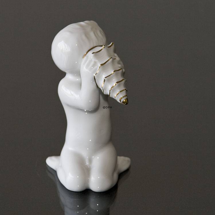 Seekind mit Muschel, Gold verziert, Bing & Gröndahl Figur Nr. 2264
