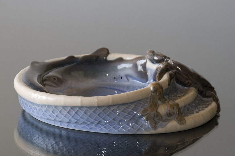 Schale mit Netz und Krabbe zum Servieren von Meeresfrüchten Bing & Gröndahl Nr. 2269