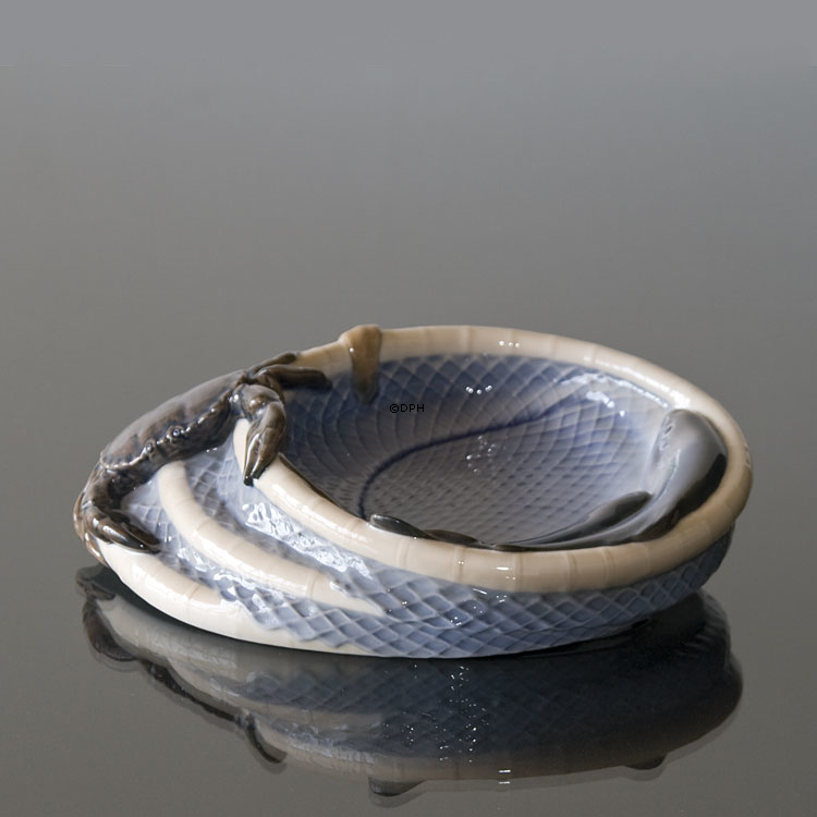 Schale mit Netz und Krabbe zum Servieren von Meeresfrüchten Bing & Gröndahl Nr. 2269