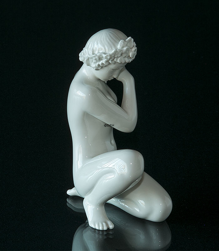 Nacktes Mädchen kniend, Bing & Gröndahl Figur Nr. 2283