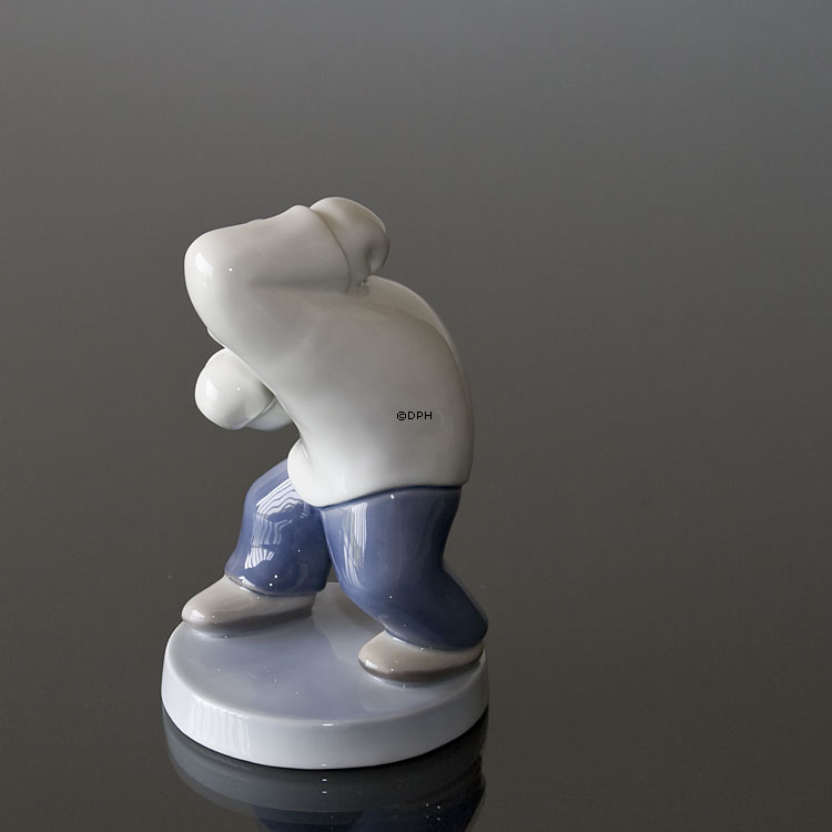 Männlicher Grönländer (Inuit) wütend und schreiend, Bing & Gröndahl Figur Nr. 2415