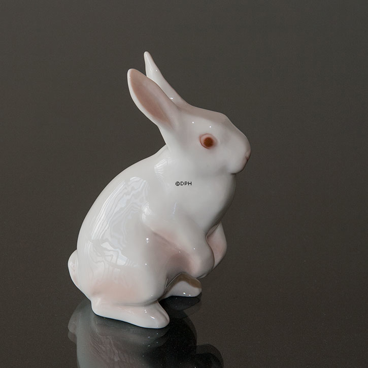 Weißes Kaninchen, stehend halten Ausschau, Bing & Gröndahl Figur Nr. 2443