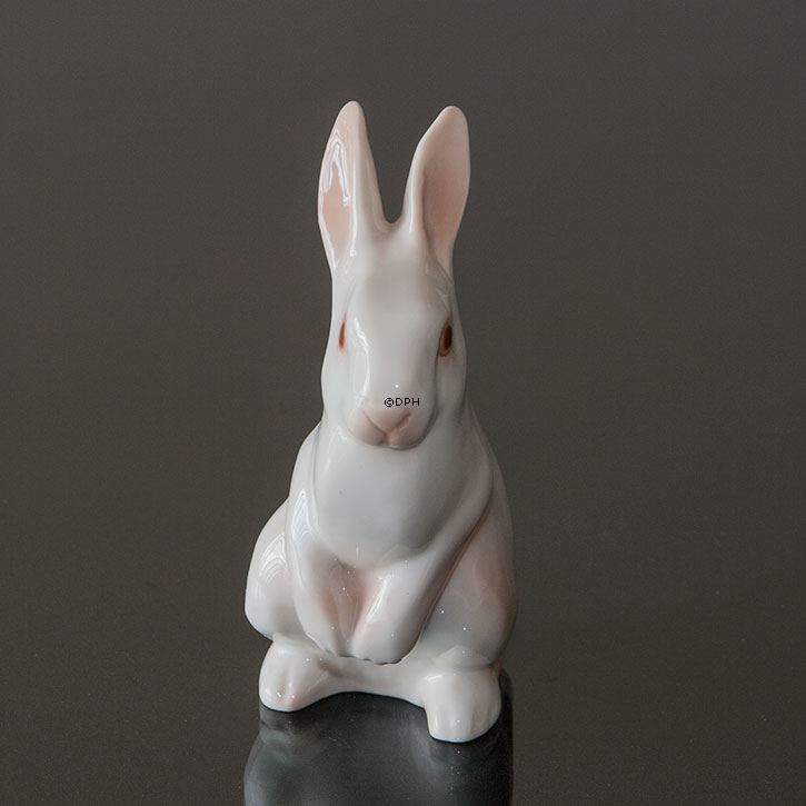 Weißes Kaninchen, stehend halten Ausschau, Bing & Gröndahl Figur Nr. 2443