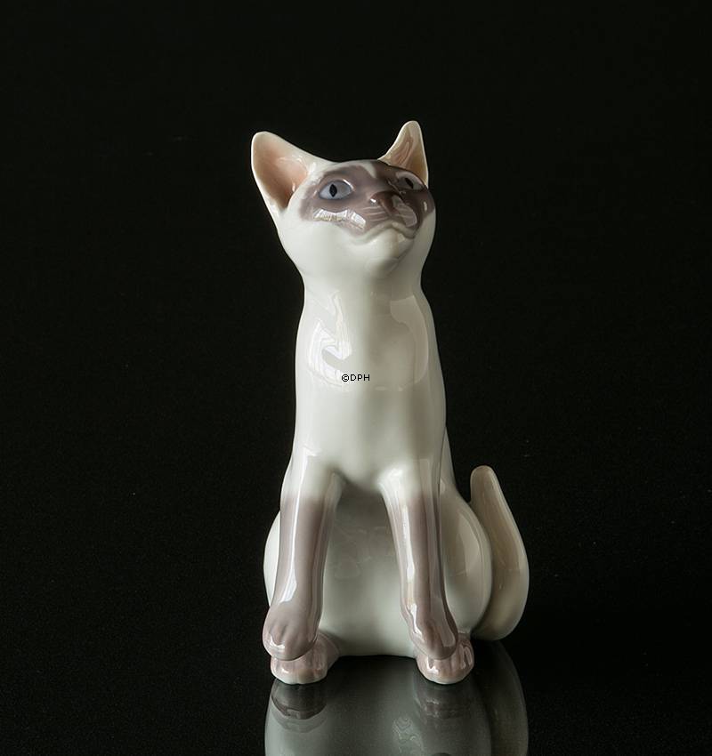 Weiße Siamkatze, Bing & Gröndahl Katze Figur nr. 2464