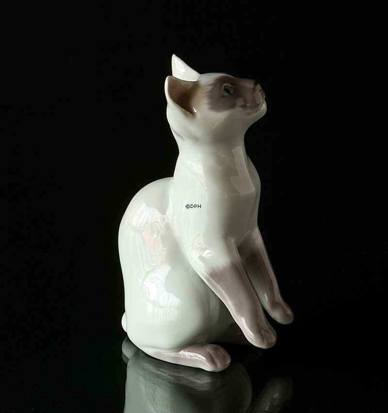 Weiße Siamkatze, Bing & Gröndahl Katze Figur nr. 2464