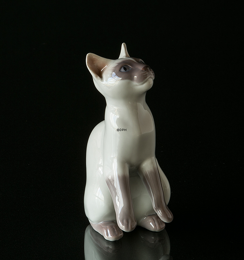 Weiße Siamkatze, Bing & Gröndahl Katze Figur nr. 2464