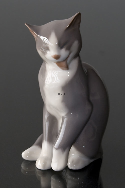 Graue Katze, Bing & Gröndahl Katze Figur Nr. 2465