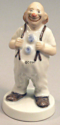 Clown mit den Händen auf den Hosenträgern, Bing & Gröndahl Figur Nr. 511 oder 2511