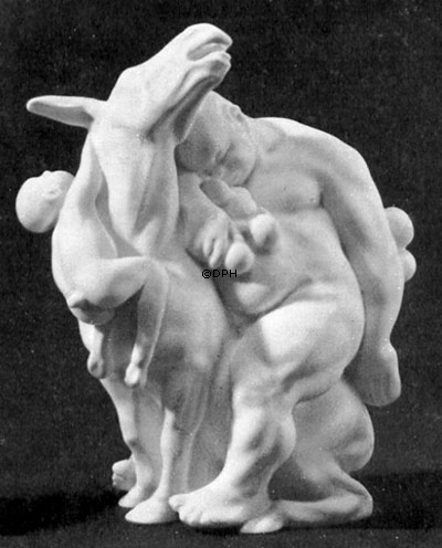 Mann, Pferd und Kind, Bing & Gröndahl Figur Nr. 4026