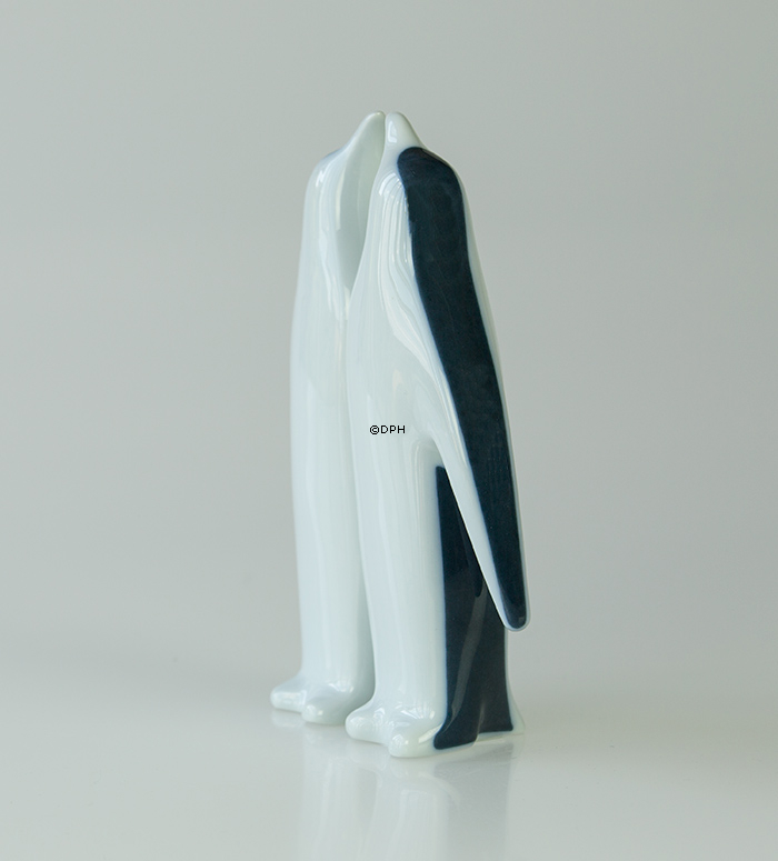 Pinguin Paar, Weiß und Blau, Bing & Gröndahl Figur Nr. 4205, entworfen von Agnethe Jørgensen